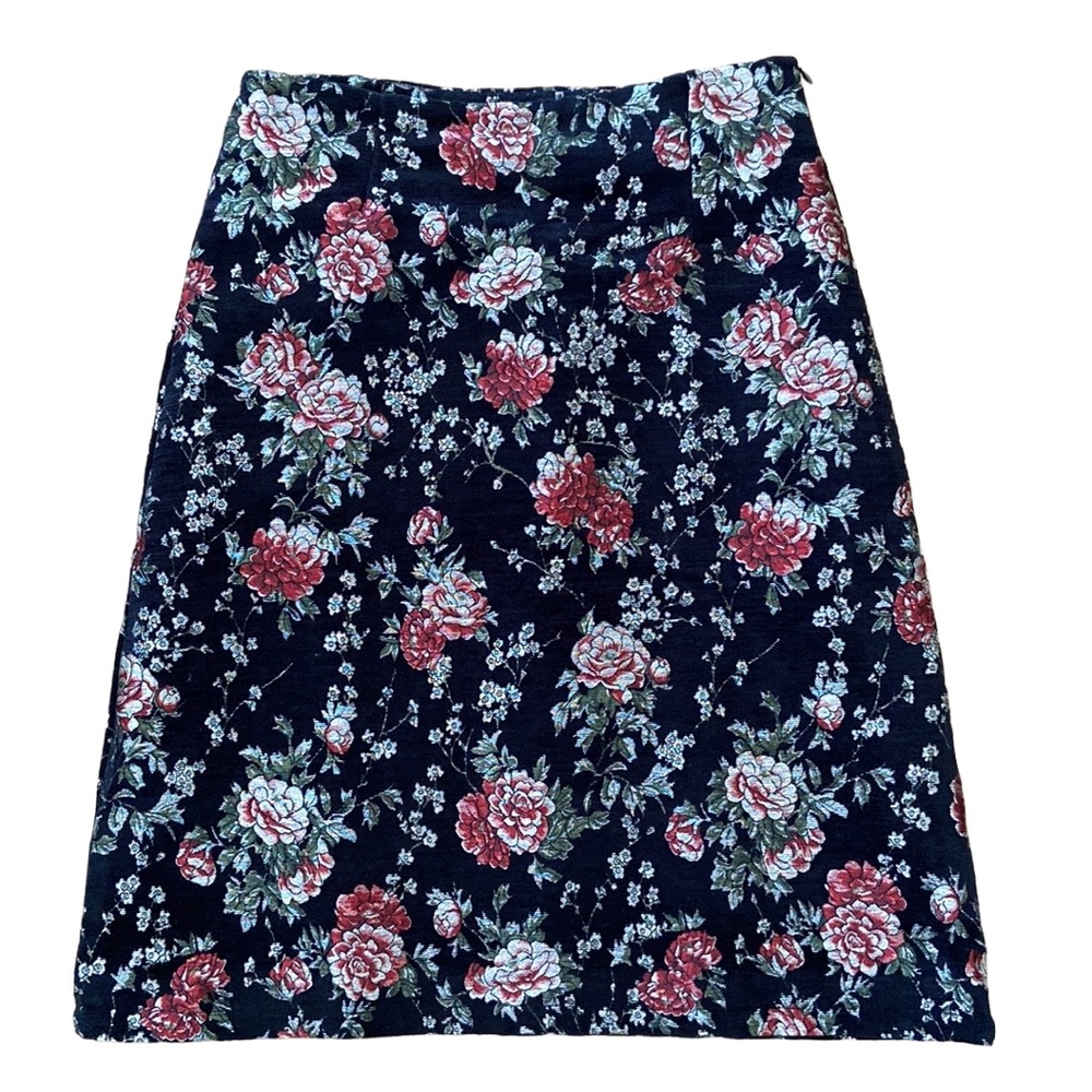 Samantha Sung Silk Jacquard Rose Printed Skirt